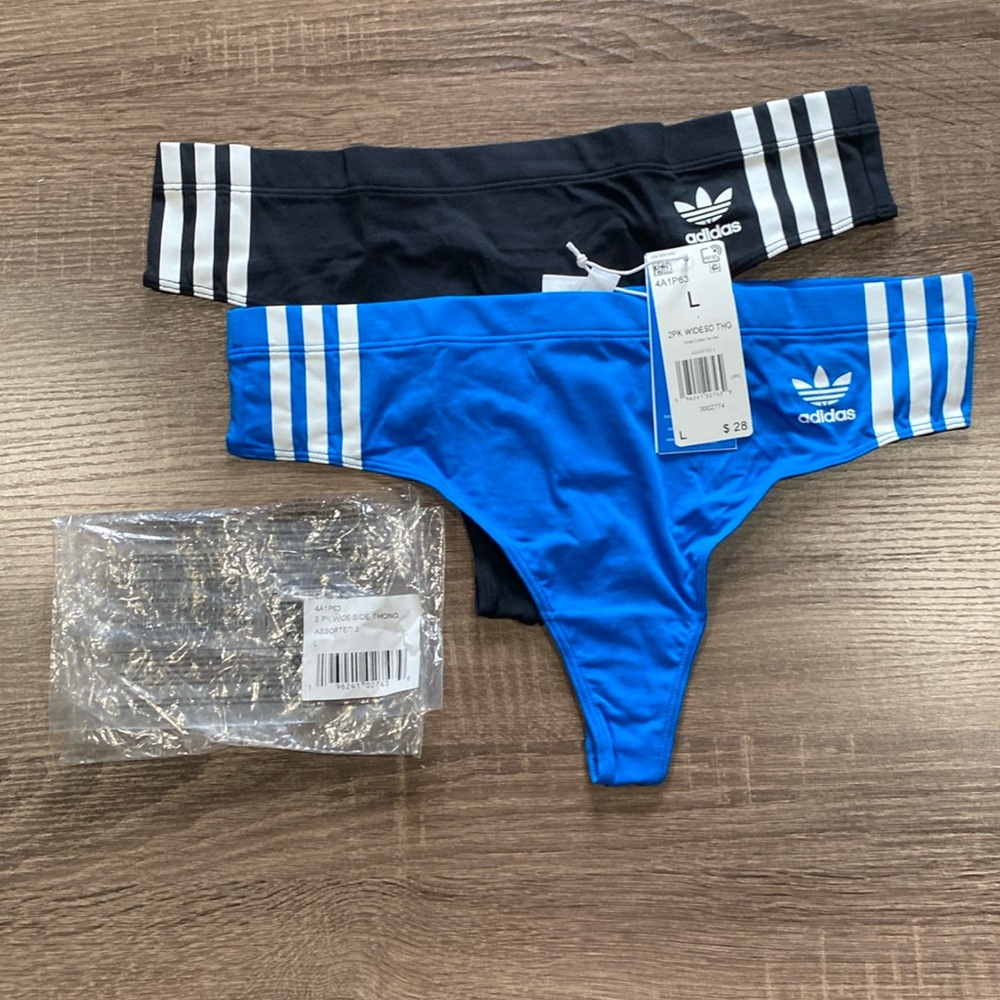 NWT - 2 pk Adidas Adicolor Classics Smart Cotton Thong Panties - L or XL Avail